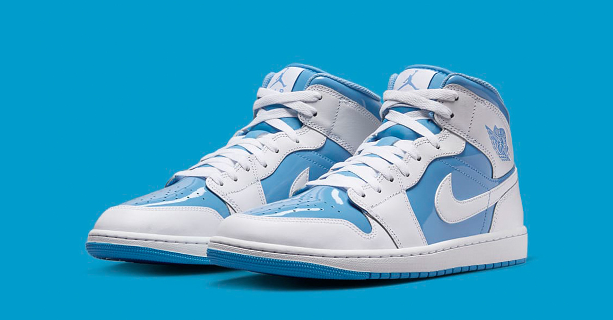 Air Jordan 1 Mid "Legend Blue": Glänzendes Lackleder in strahlendem Blau erobert die Wintersaison 2024